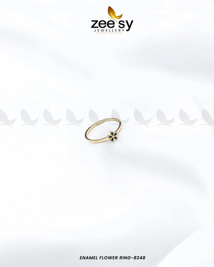 Enamel flower Ring-8248 Golden Black Rings - Zeesy Jewellery Pakistan | Premium Artificial & Imitation Jewellery