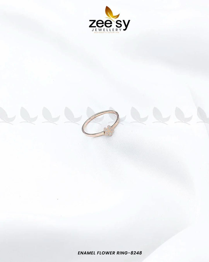 Enamel flower Ring-8248 Rose Gold White Rings - Zeesy Jewellery Pakistan | Premium Artificial & Imitation Jewellery