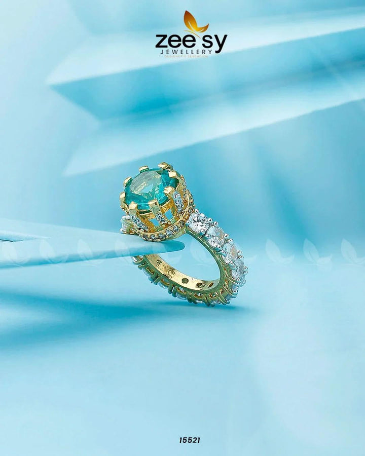 Moana Ring Golden Sea Green Rings - Zeesy Jewellery Pakistan | Premium Artificial & Imitation Jewellery