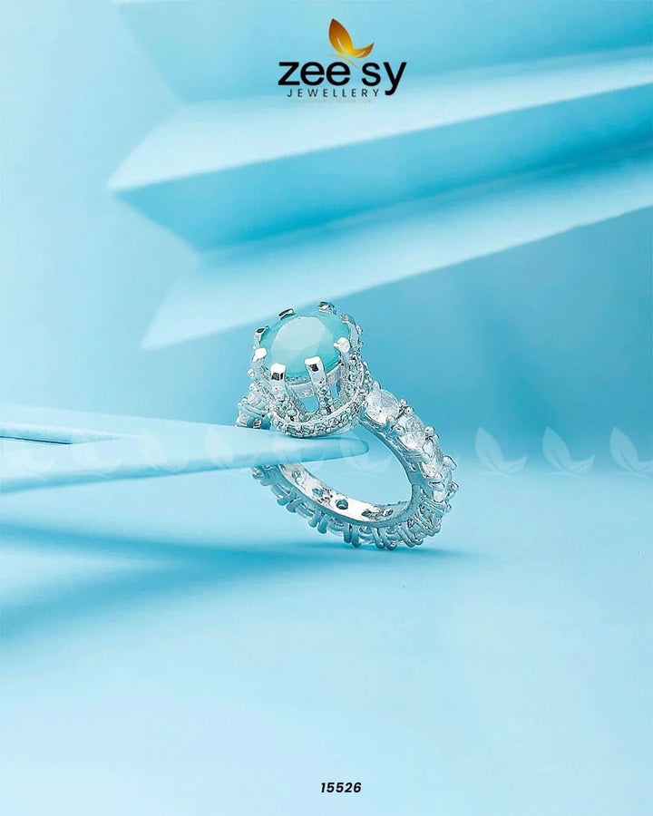 Moana Ring Silver Mint Green Rings - Zeesy Jewellery Pakistan | Premium Artificial & Imitation Jewellery