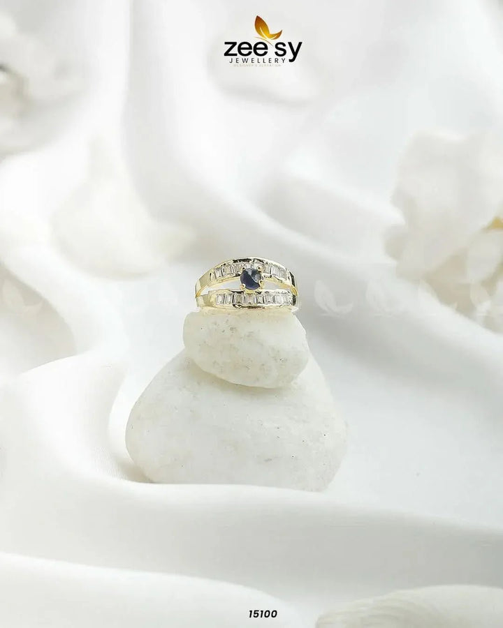 Mirage Ring Golden Blue Rings - Zeesy Jewellery Pakistan | Premium Artificial & Imitation Jewellery