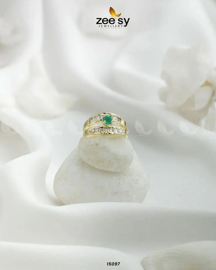 Mirage Ring Golden Green Rings - Zeesy Jewellery Pakistan | Premium Artificial & Imitation Jewellery