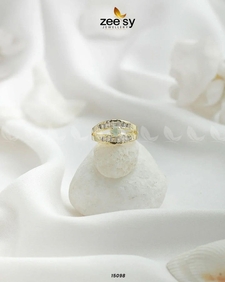 Mirage Ring Golden Mint Green Rings - Zeesy Jewellery Pakistan | Premium Artificial & Imitation Jewellery