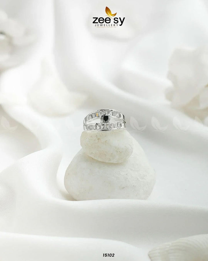 Mirage Ring Silver Black Rings - Zeesy Jewellery Pakistan | Premium Artificial & Imitation Jewellery