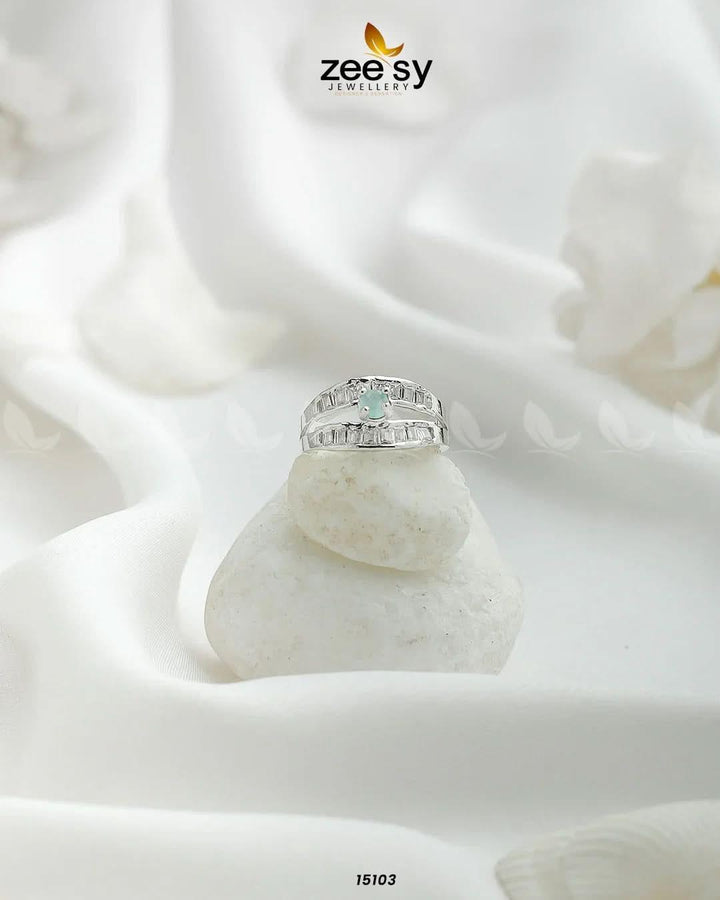 Mirage Ring Silver Mint Green Rings - Zeesy Jewellery Pakistan | Premium Artificial & Imitation Jewellery