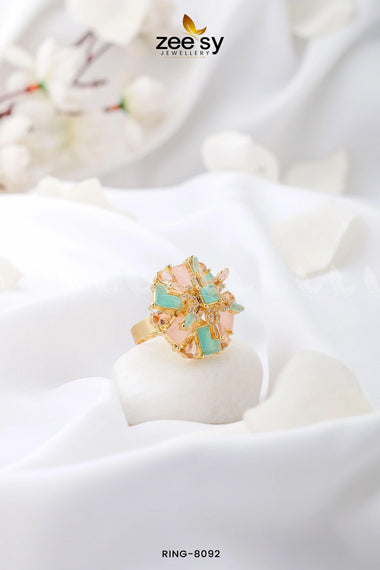 RING-8092 Mint Green & Pink Rings - Zeesy Jewellery Pakistan | Premium Artificial & Imitation Jewellery