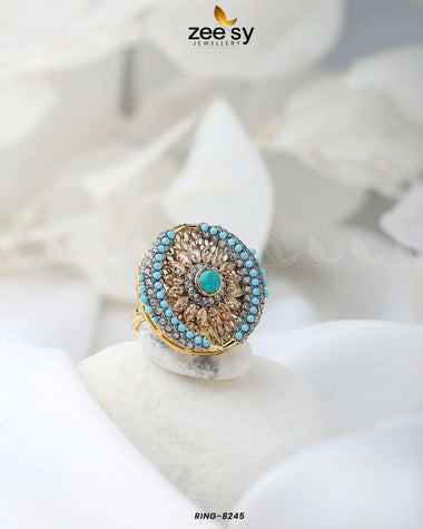 Zircon Cluster Ring-8245 Feroza Rings - Zeesy Jewellery Pakistan | Premium Artificial & Imitation Jewellery