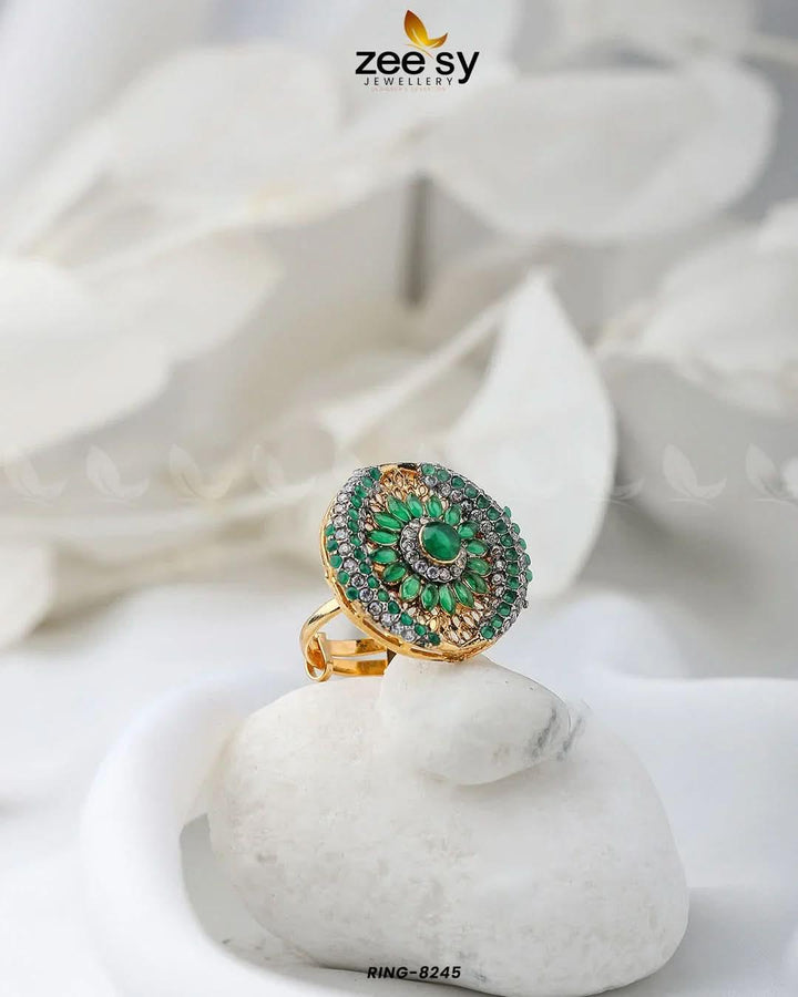 Zircon Cluster Ring-8245 Green Rings - Zeesy Jewellery Pakistan | Premium Artificial & Imitation Jewellery
