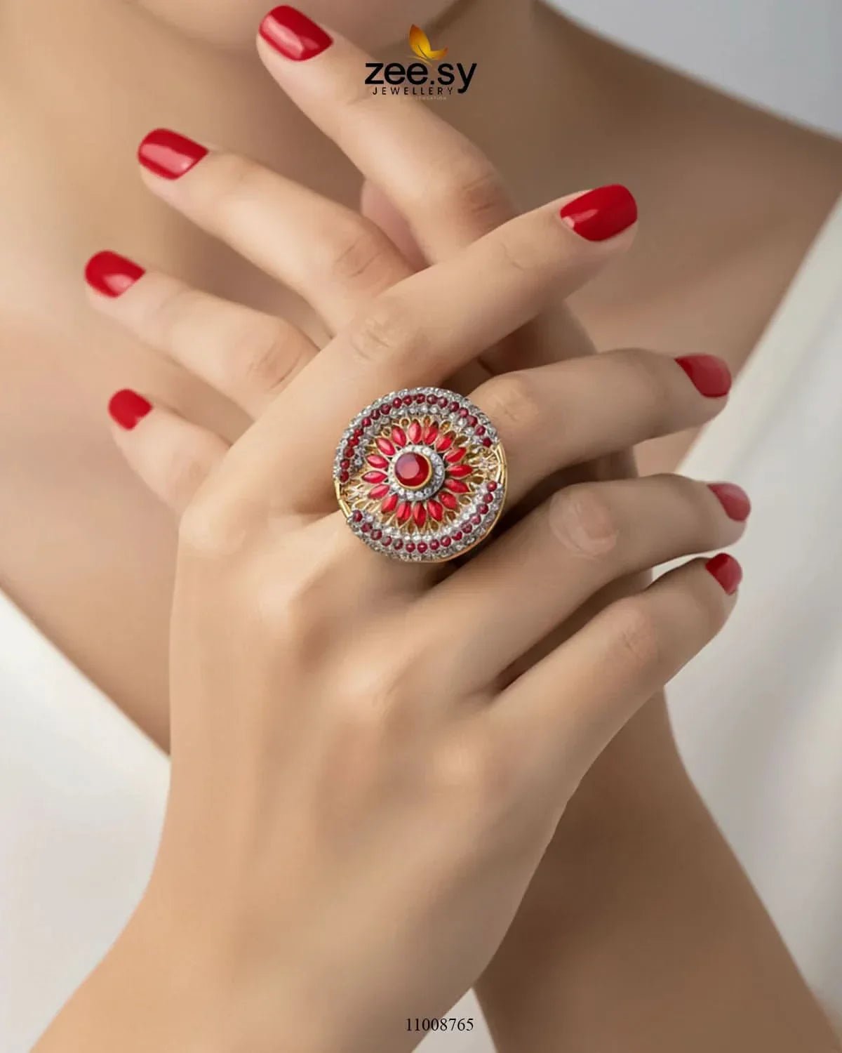 Zircon Cluster Ring-8245 Rings - Zeesy Jewellery Pakistan | Premium Artificial & Imitation Jewellery