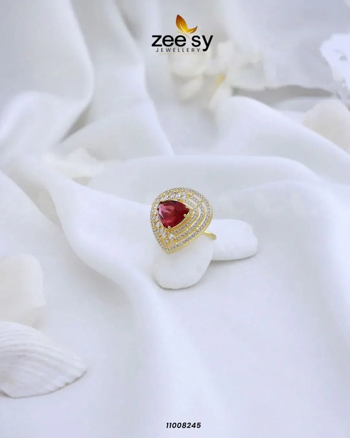 RING-8279 Golden Red Rings - Zeesy Jewellery Pakistan | Premium Artificial & Imitation Jewellery