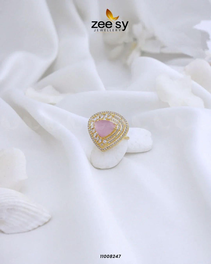 RING-8279 Golden Mint Pink Rings - Zeesy Jewellery Pakistan | Premium Artificial & Imitation Jewellery