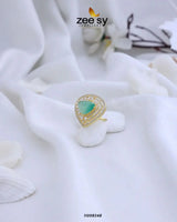RING-8279 Golden Mint Green Rings - Zeesy Jewellery Pakistan | Premium Artificial & Imitation Jewellery