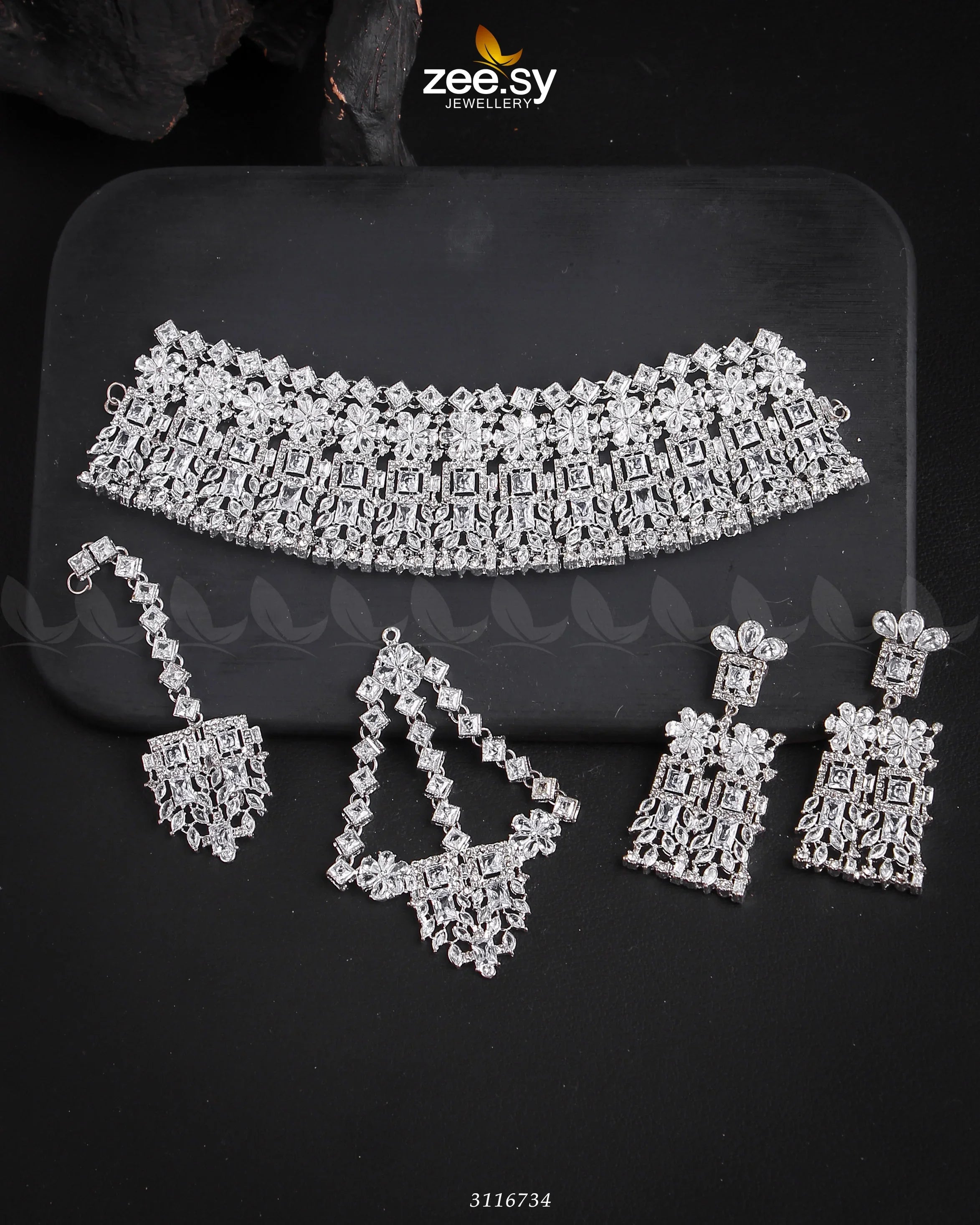 Rihanna Bridal Sets Silver - Zeesy Jewellery
