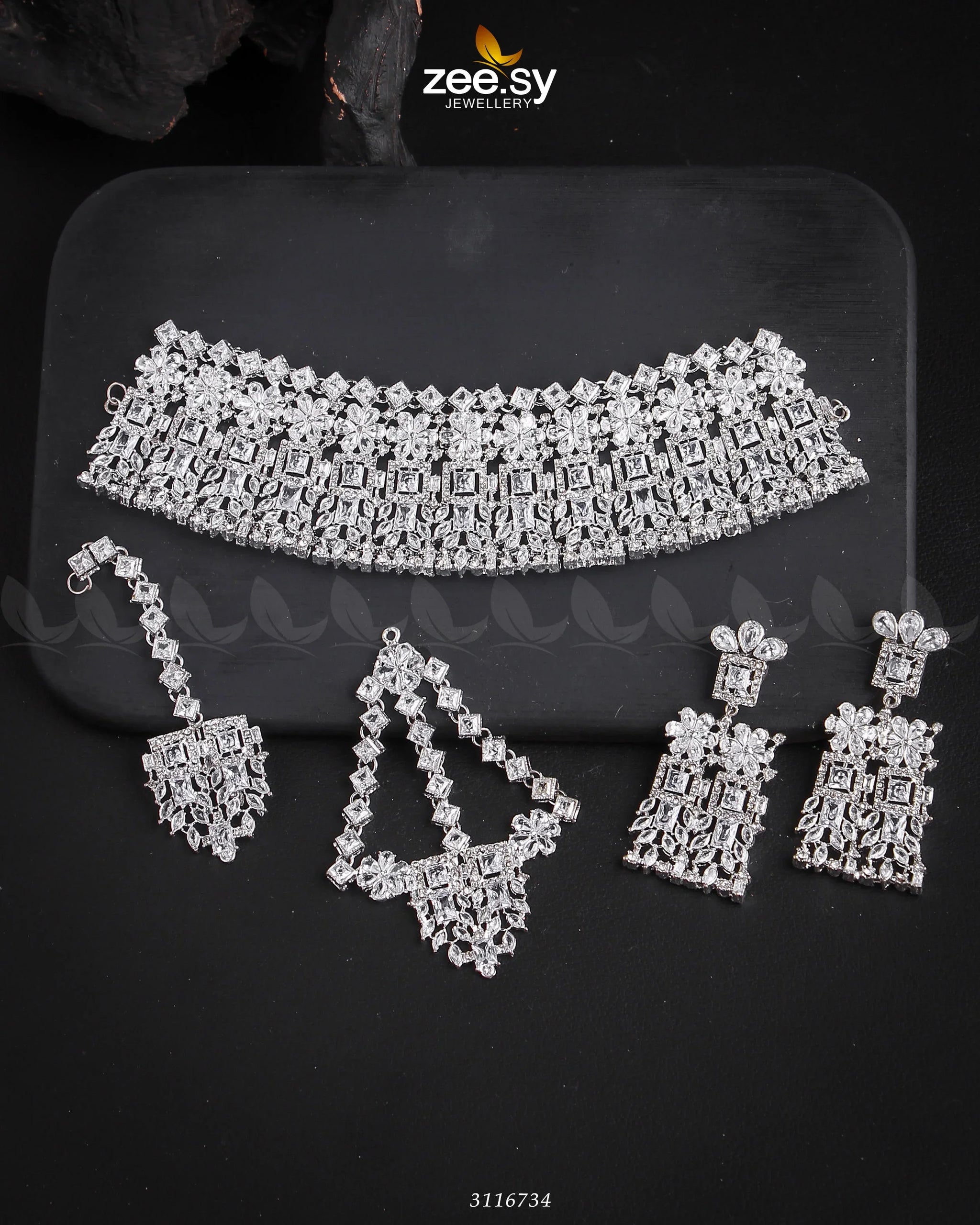 Rihanna Bridal Sets Silver - Zeesy Jewellery