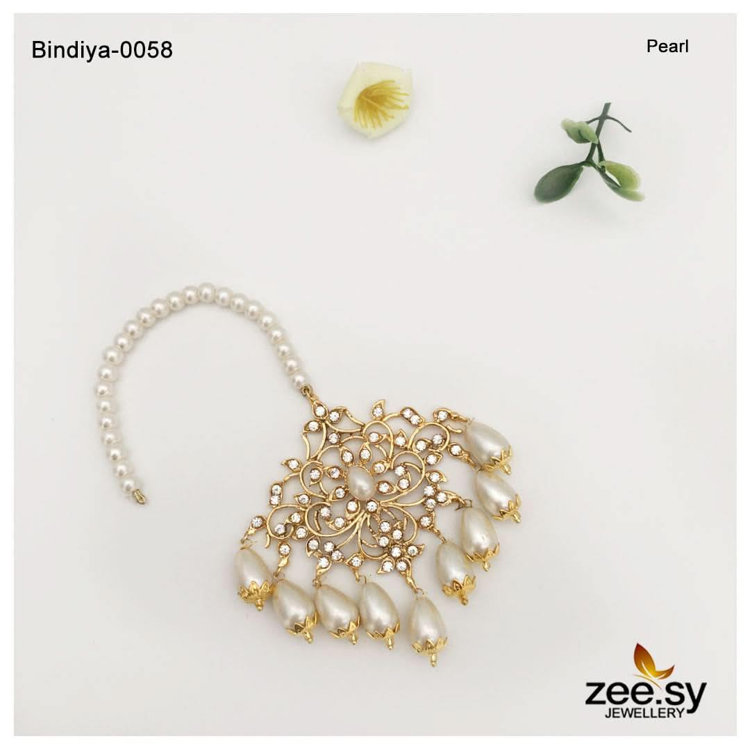 Bindiya-0058 Golden-Pearl bindiya - Zeesy Jewellery Pakistan | Premium Artificial & Imitation Jewellery