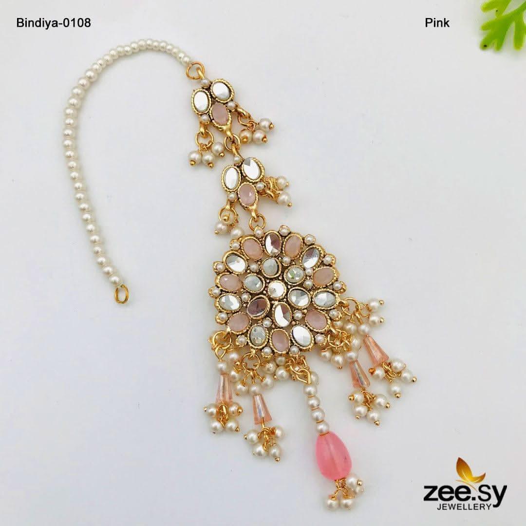 Bindiya-0108 Pink bindiya - Zeesy Jewellery Pakistan | Premium Artificial & Imitation Jewellery