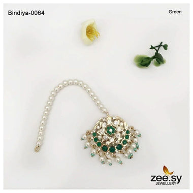Shaahi Gulnaar Pearl Bindiya Green bindiya - Zeesy Jewellery Pakistan | Premium Artificial & Imitation Jewellery