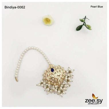 Regal Pearl Drop Traditional Bindiya Pearl Blue bindiya - Zeesy Jewellery Pakistan | Premium Artificial & Imitation Jewellery