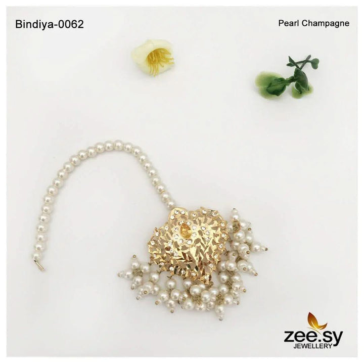 Regal Pearl Drop Traditional Bindiya Pearl Champagne bindiya - Zeesy Jewellery Pakistan | Premium Artificial & Imitation Jewellery