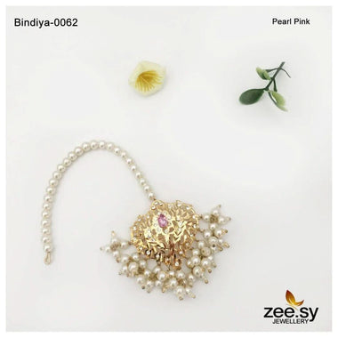 Regal Pearl Drop Traditional Bindiya Pearl Pink bindiya - Zeesy Jewellery Pakistan | Premium Artificial & Imitation Jewellery