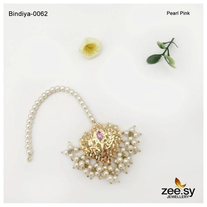 Regal Pearl Drop Traditional Bindiya Pearl Pink bindiya - Zeesy Jewellery Pakistan | Premium Artificial & Imitation Jewellery