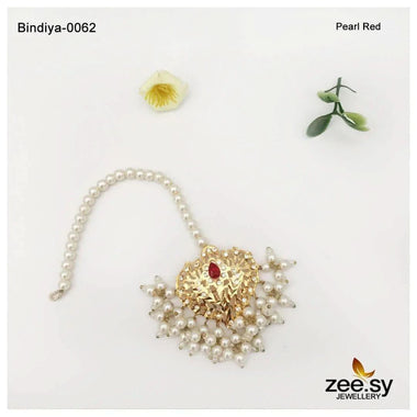 Regal Pearl Drop Traditional Bindiya Pearl Red bindiya - Zeesy Jewellery Pakistan | Premium Artificial & Imitation Jewellery