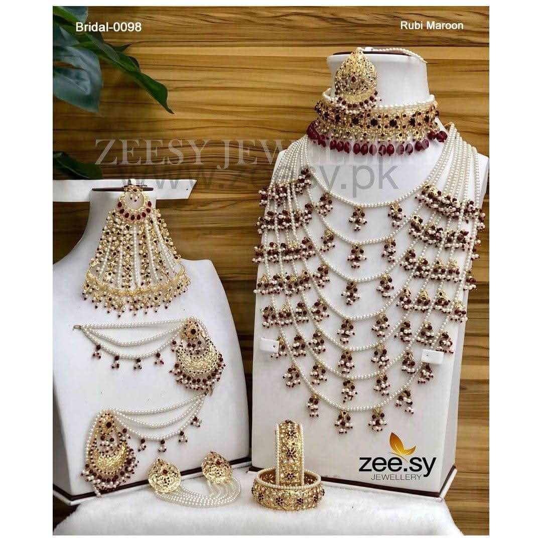 Bridal-0098 Rubi Mahroon Bridal Set - Zeesy Jewellery Pakistan | Premium Artificial & Imitation Jewellery