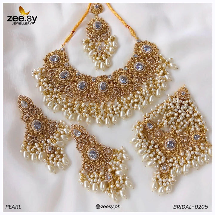 BRIDAL-0205 Pearl Bridal Set - Zeesy Jewellery Pakistan | Premium Artificial & Imitation Jewellery
