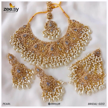 Bridal-0213 Pearl Bridal Set - Zeesy Jewellery Pakistan | Premium Artificial & Imitation Jewellery