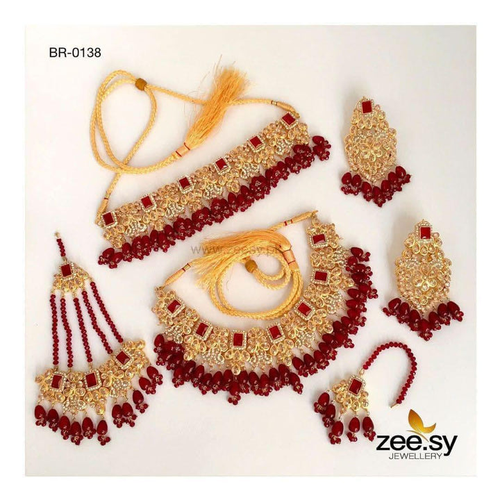 Iris Bridal-0138 Red Bridal Set - Zeesy Jewellery Pakistan | Premium Artificial & Imitation Jewellery