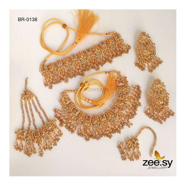 Iris Bridal-0138 Champagne Bridal Set - Zeesy Jewellery Pakistan | Premium Artificial & Imitation Jewellery