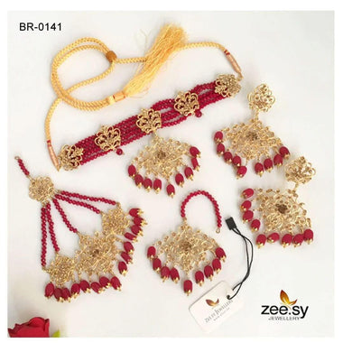 Tulip Bridal-0141 Red Bridal Set - Zeesy Jewellery Pakistan | Premium Artificial & Imitation Jewellery