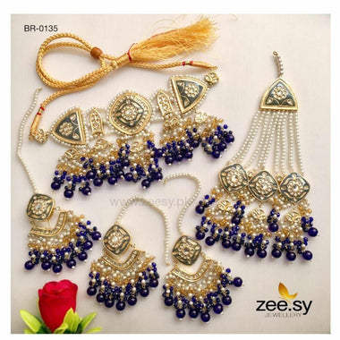 BRIDAL-0239 Gray-Blue Bridal Set - Zeesy Jewellery Pakistan | Premium Artificial & Imitation Jewellery