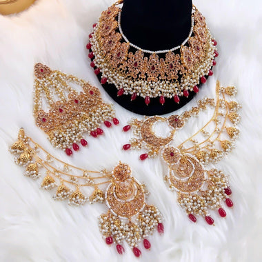 BRIDAL-0234 Red Bridal Set - Zeesy Jewellery Pakistan | Premium Artificial & Imitation Jewellery