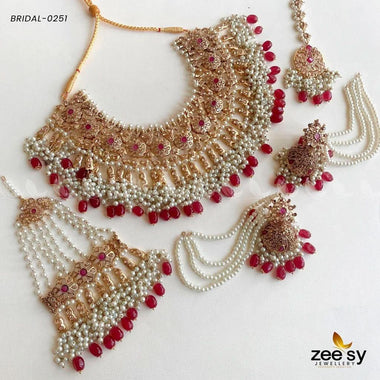 BRIDAL-0251 Ruby Bridal Set - Zeesy Jewellery Pakistan | Premium Artificial & Imitation Jewellery