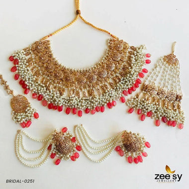 BRIDAL-0251 Tea Pink Bridal Set - Zeesy Jewellery Pakistan | Premium Artificial & Imitation Jewellery