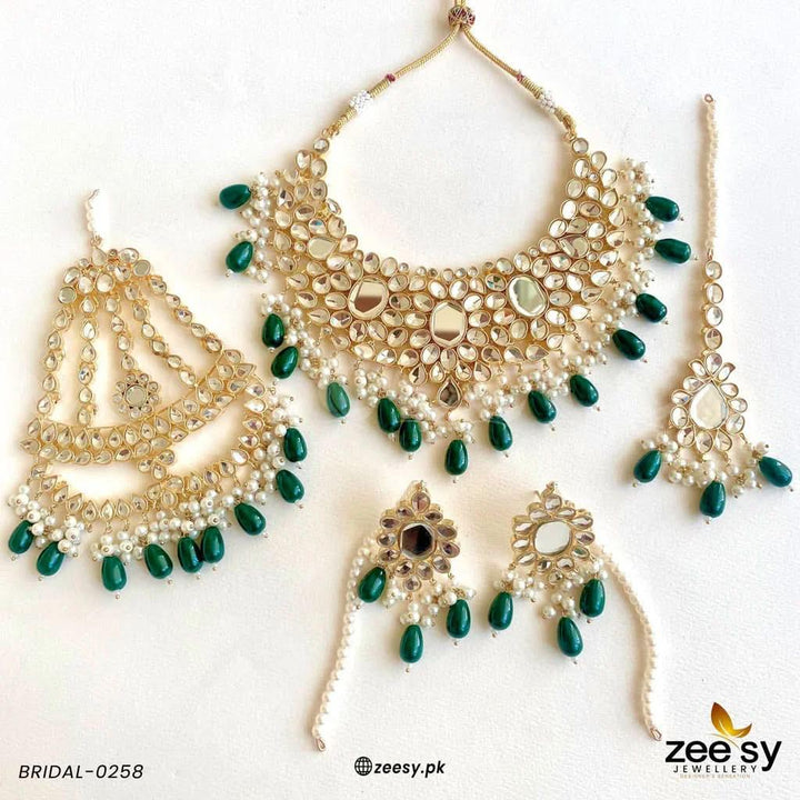 BRIDAL-0258 Green Bridal Set - Zeesy Jewellery Pakistan | Premium Artificial & Imitation Jewellery