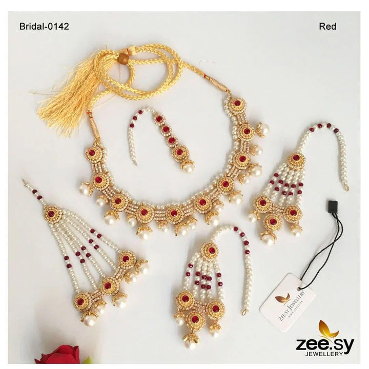 Crescent Bridal-0244 Red Bridal Set - Zeesy Jewellery Pakistan | Premium Artificial & Imitation Jewellery