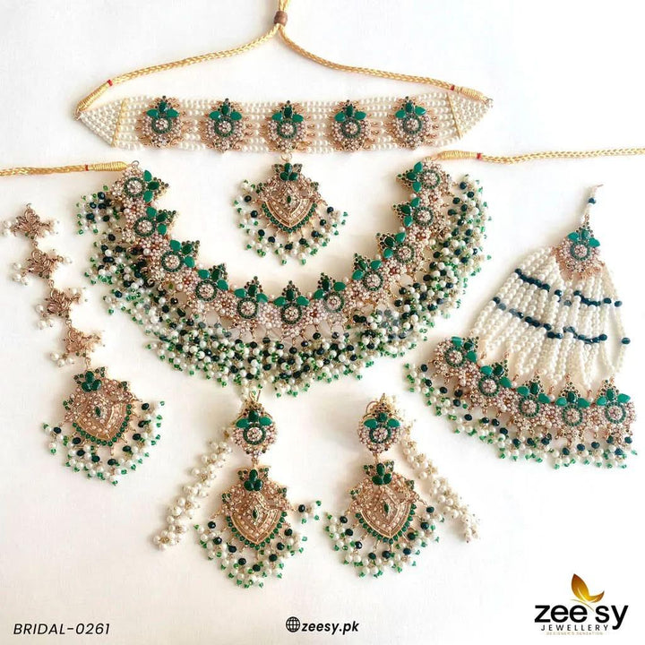 BRIDAL-0261 Green Bridal Set - Zeesy Jewellery Pakistan | Premium Artificial & Imitation Jewellery