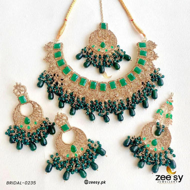 BRIDAL-0235 Green Bridal Set - Zeesy Jewellery Pakistan | Premium Artificial & Imitation Jewellery