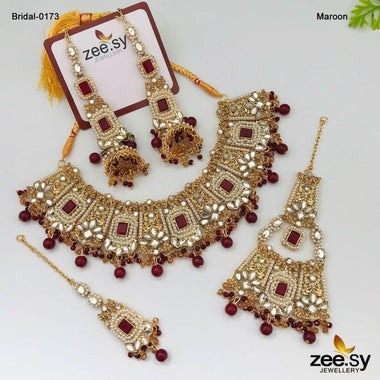 Bridal-0173 Mahroon Bridal Set - Zeesy Jewellery Pakistan | Premium Artificial & Imitation Jewellery
