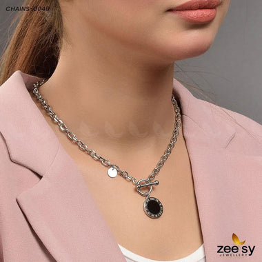 Chains - 0049 Silver Black chains - Zeesy Jewellery Pakistan | Premium Artificial & Imitation Jewellery