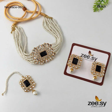 NECKLACE-0623 Black choker - Zeesy Jewellery Pakistan | Premium Artificial & Imitation Jewellery