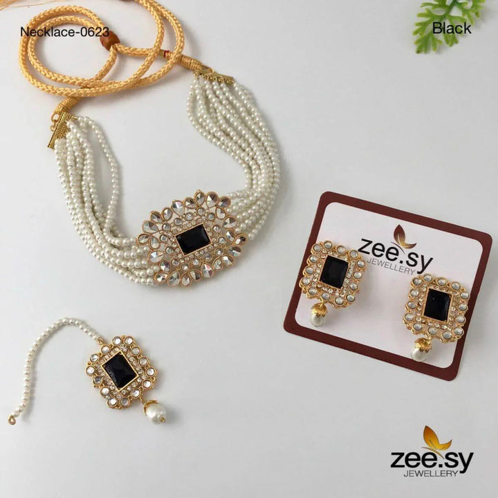 NECKLACE-0623 Black choker - Zeesy Jewellery Pakistan | Premium Artificial & Imitation Jewellery