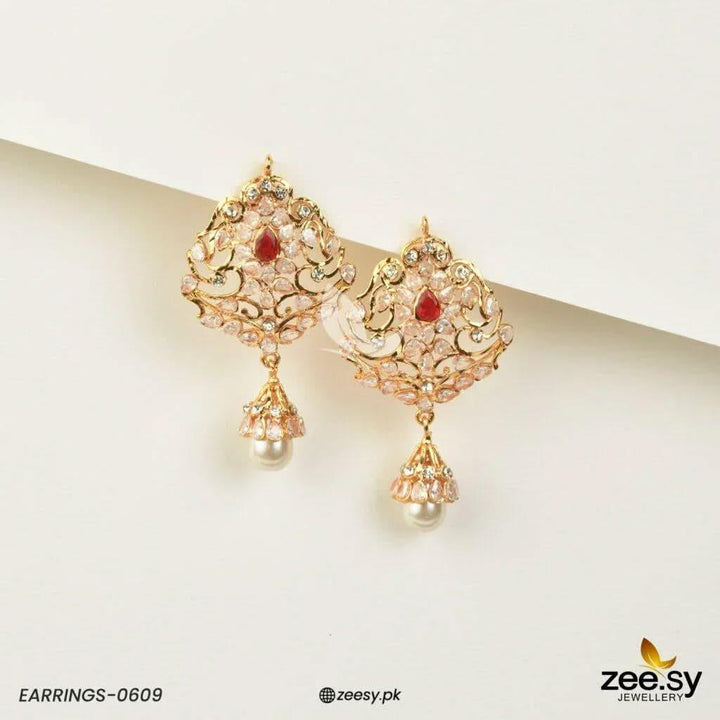 EARRINGS-0609 Red Earrings - Zeesy Jewellery Pakistan | Premium Artificial & Imitation Jewellery