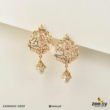 EARRINGS-0609 Champagne Earrings - Zeesy Jewellery Pakistan | Premium Artificial & Imitation Jewellery