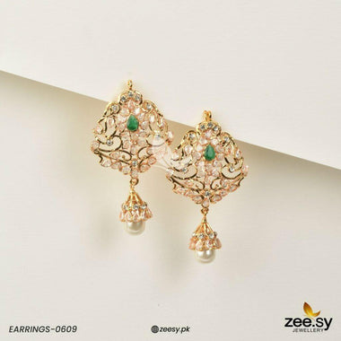EARRINGS-0609 Green Earrings - Zeesy Jewellery Pakistan | Premium Artificial & Imitation Jewellery