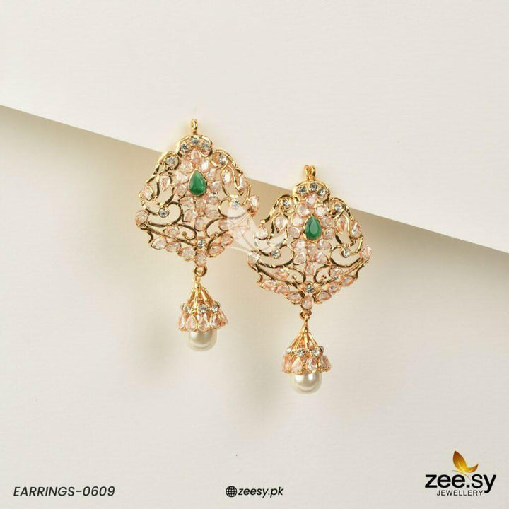 EARRINGS-0609 Green Earrings - Zeesy Jewellery Pakistan | Premium Artificial & Imitation Jewellery