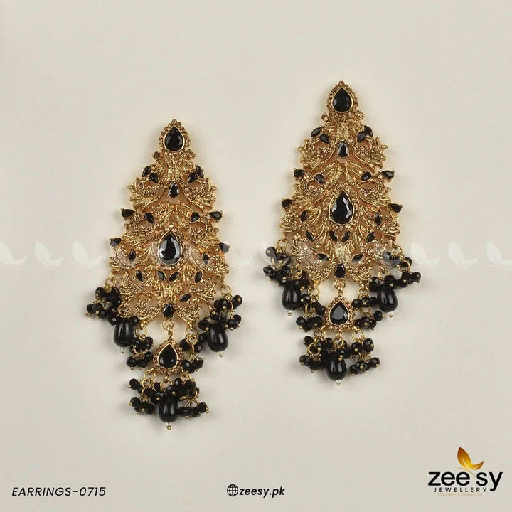 EARRINGS-0715 Black Earrings - Zeesy Jewellery Pakistan | Premium Artificial & Imitation Jewellery