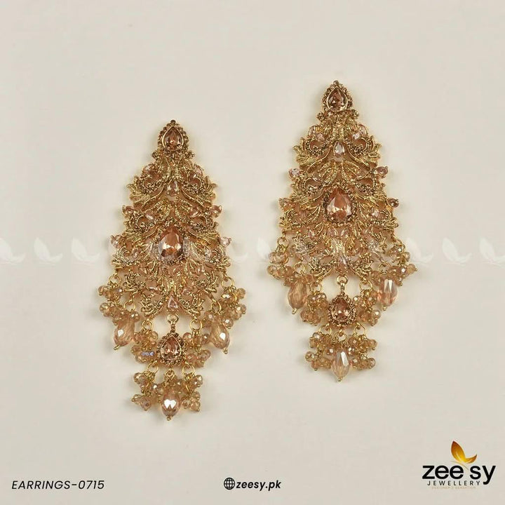 EARRINGS-0715 Champagne Earrings - Zeesy Jewellery Pakistan | Premium Artificial & Imitation Jewellery
